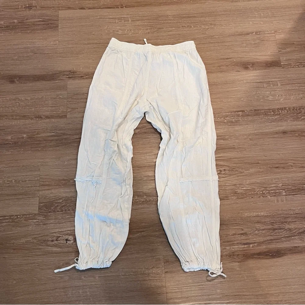 H&M Cream Textured Linen Balloon Pants